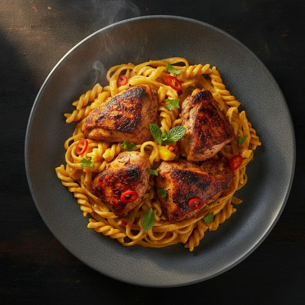 Caribbean Jerk Chicken & Mango Cream Pasta