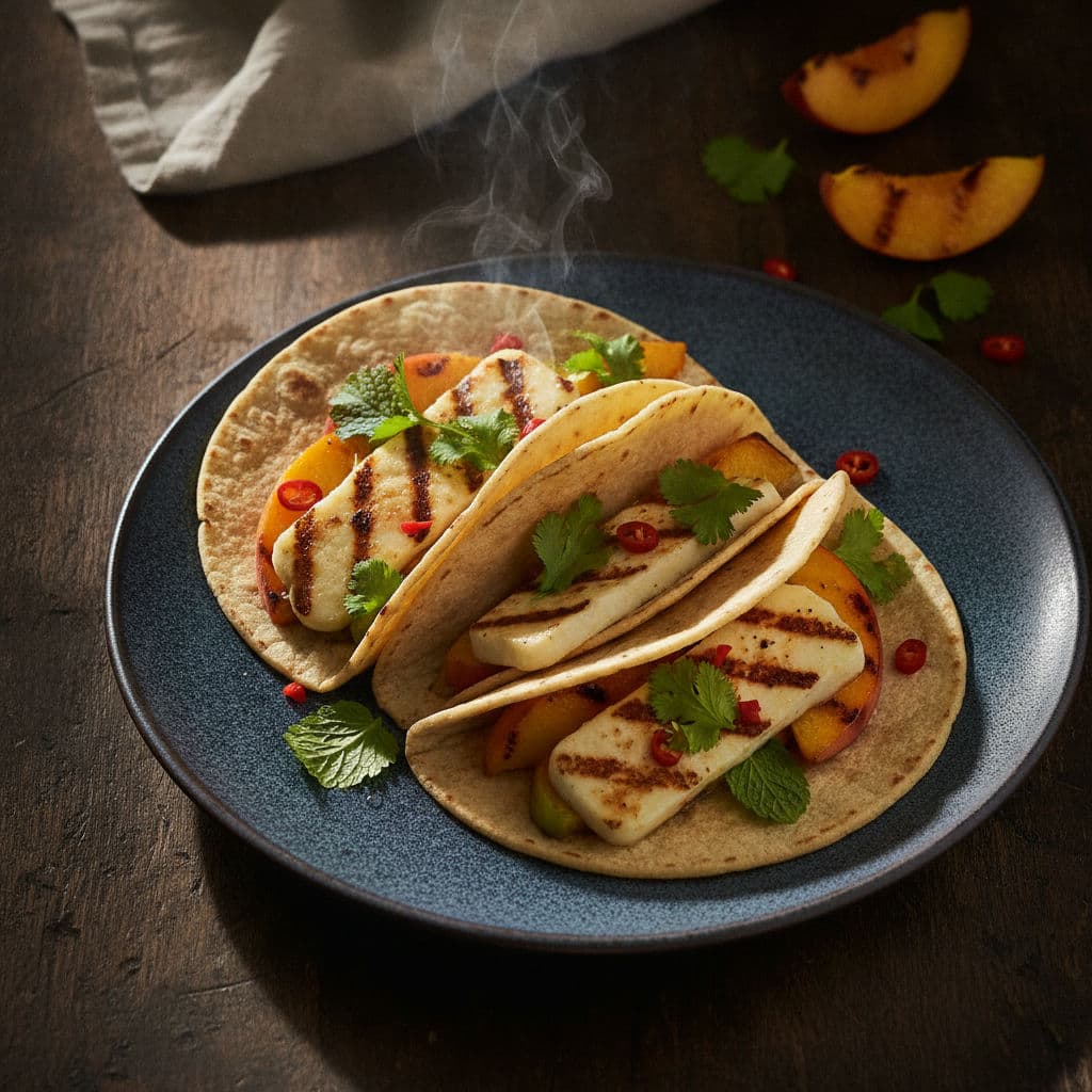 Grillade Halloumi- och Persikotacos