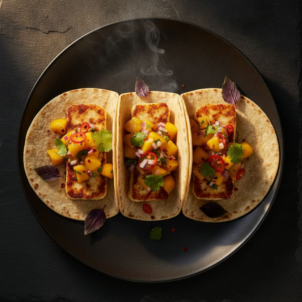 Grillede Halloumi-Tacos med Mango-Chili Salsa