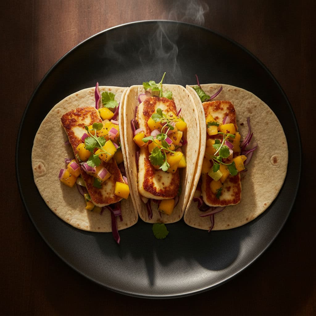 Grillet Halloumi-Taco med Frisk Mangosalsa