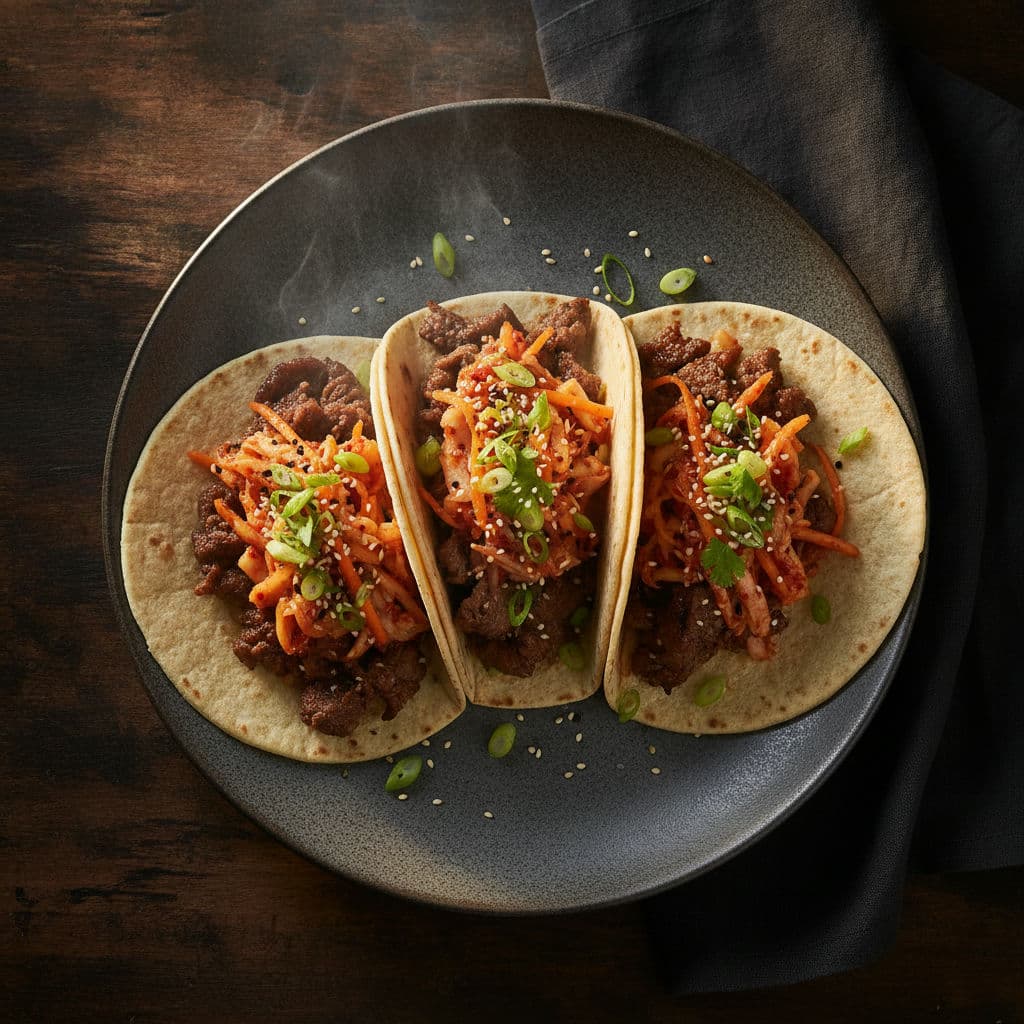 Koreanske BBQ-Tacos med Kimchi-slaw