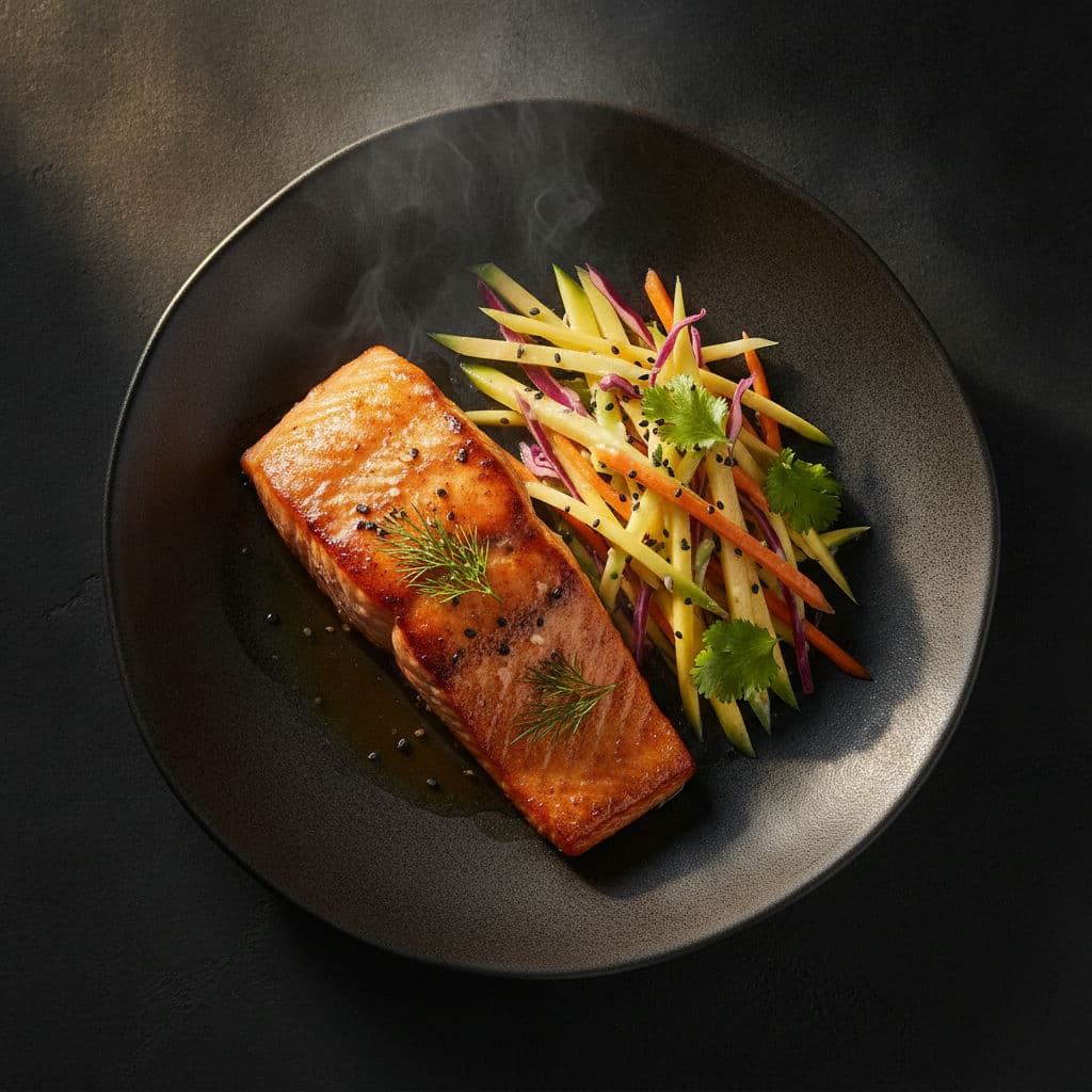 Miso-honning glaseret laks med mango-slaw