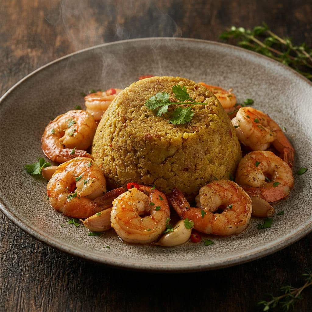Puerto Ricansk Mofongo med Hvitløksreker