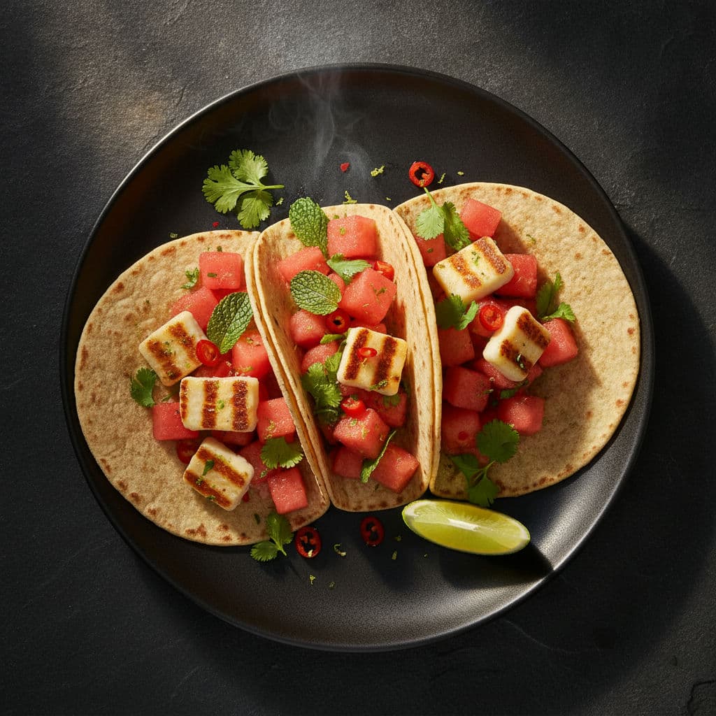 Summer Watermelon & Halloumi Tacos